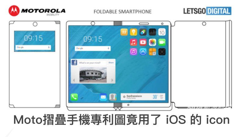 Motorola 摺疊手機專利圖竟用了 iOS 的 icon